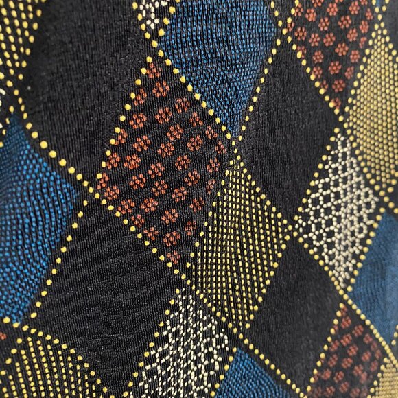 Western Connection Vintage Argyle‎ Diamond Print Stretchy Tee Shirt Top Size L/G - Picture 4 of 7